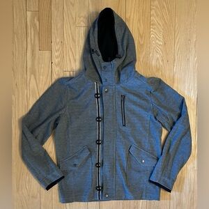Plus One Vintage Gray Zip Up Hoodie Jacket Rare Design, Size L